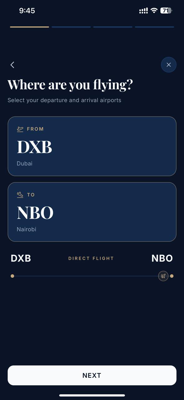 Sky Journey flight logging screen